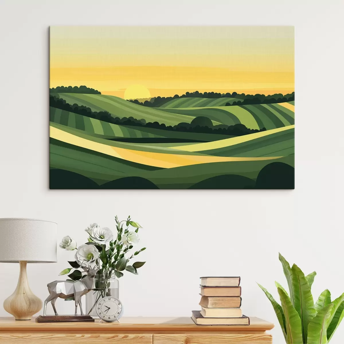 Paveikslėlis Abstraktūs kraštovaizdžiai su kalvomis ir saulėlydžiu  s44785