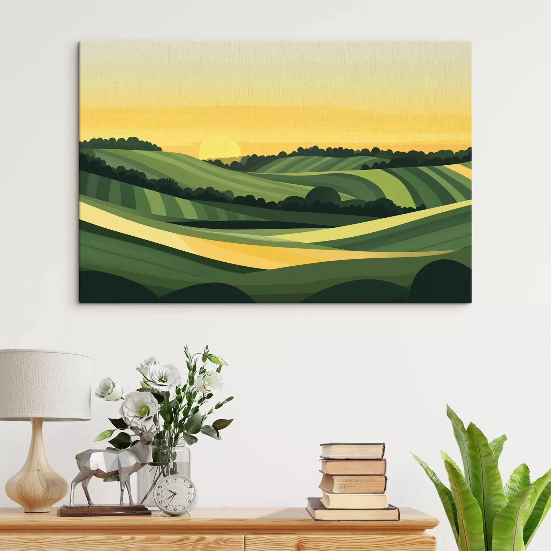 Fototapetai Abstraktūs kraštovaizdžiai su kalvomis ir saulėlydžiu  s44785