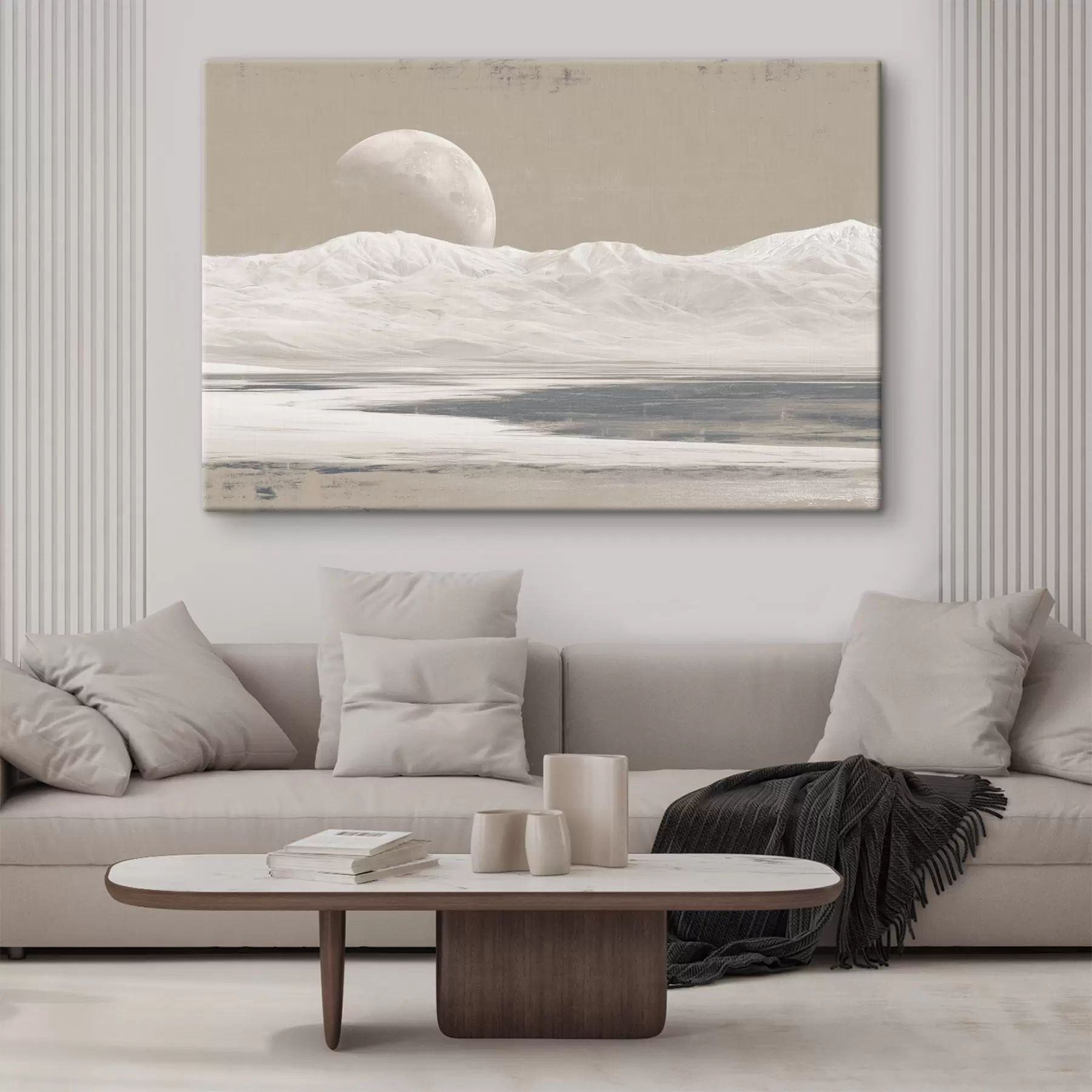 Fototapetai Dykumos kraštovaizdis su mėnuliu horizonte  s44787