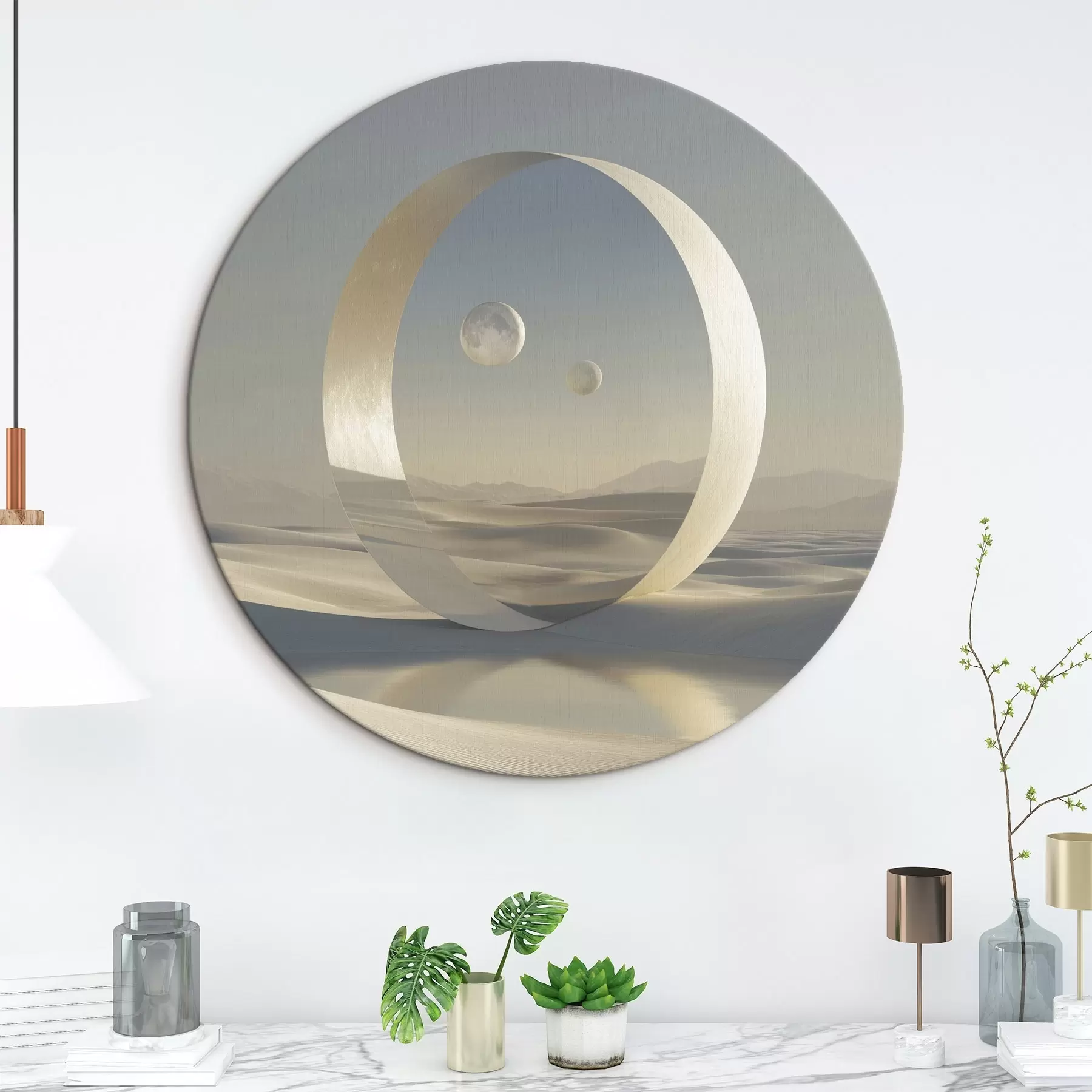 Paveikslėlis Futuristinis kraštovaizdis su kopomis ir planetomis r44791