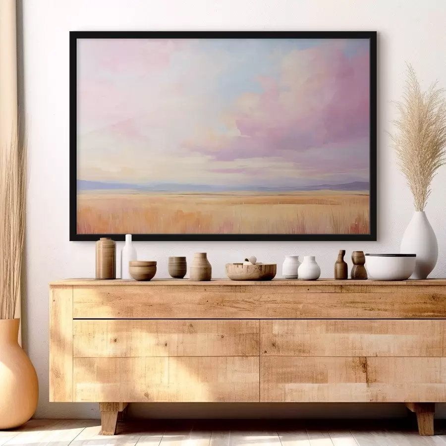 Fototapetai Rožinis dangus virš lauko f44810