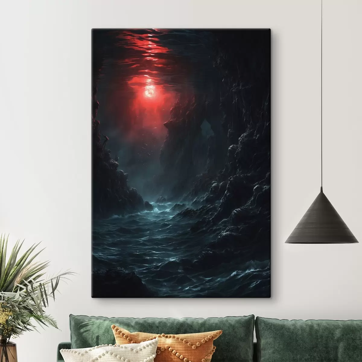 Paveikslėlis Tamsus jūros tarpeklis su raudona šviesa iš viršaus s44870