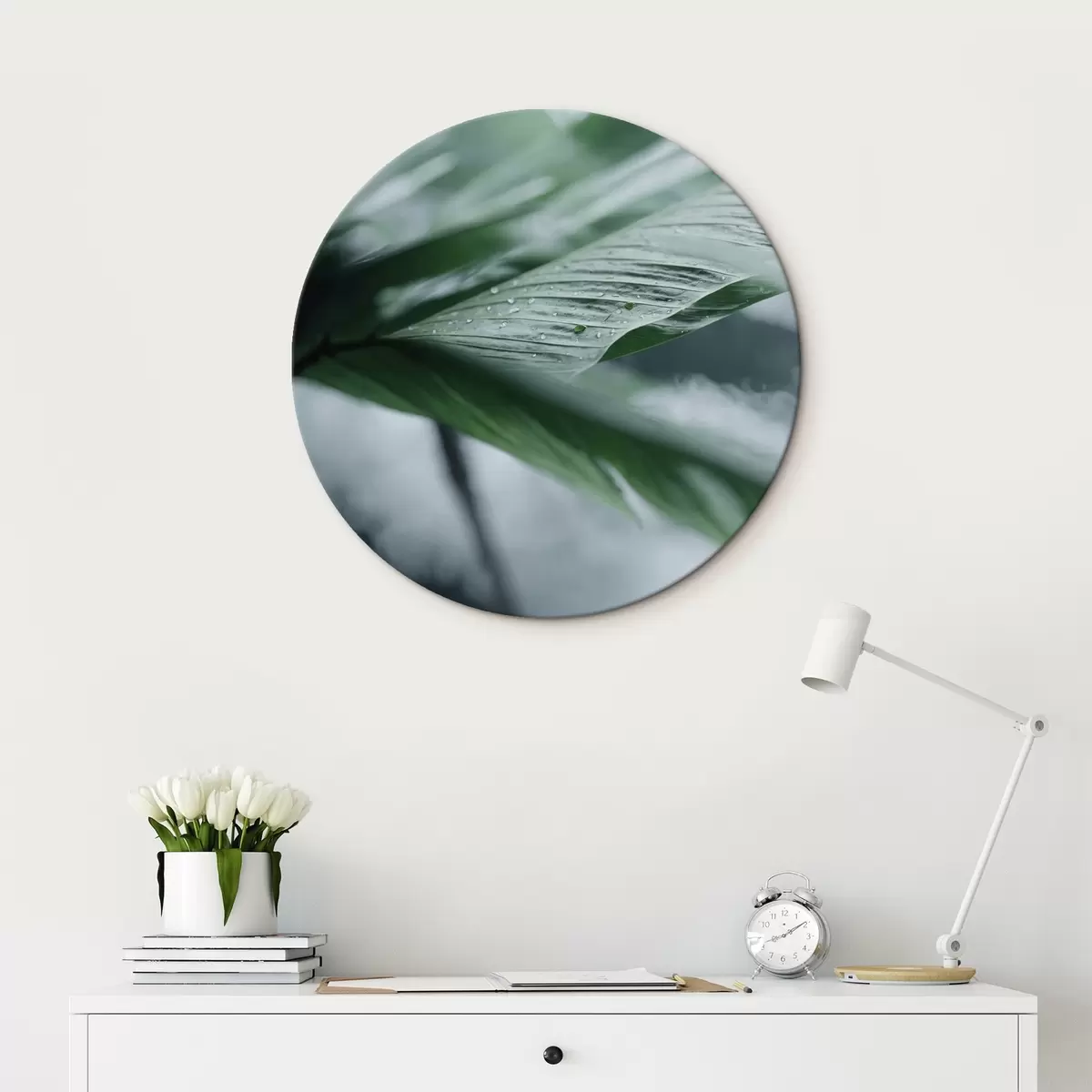 Apvalūs paveikslai Minimalistinė terakotos žiedų ir geometrijos kompozicija r44902