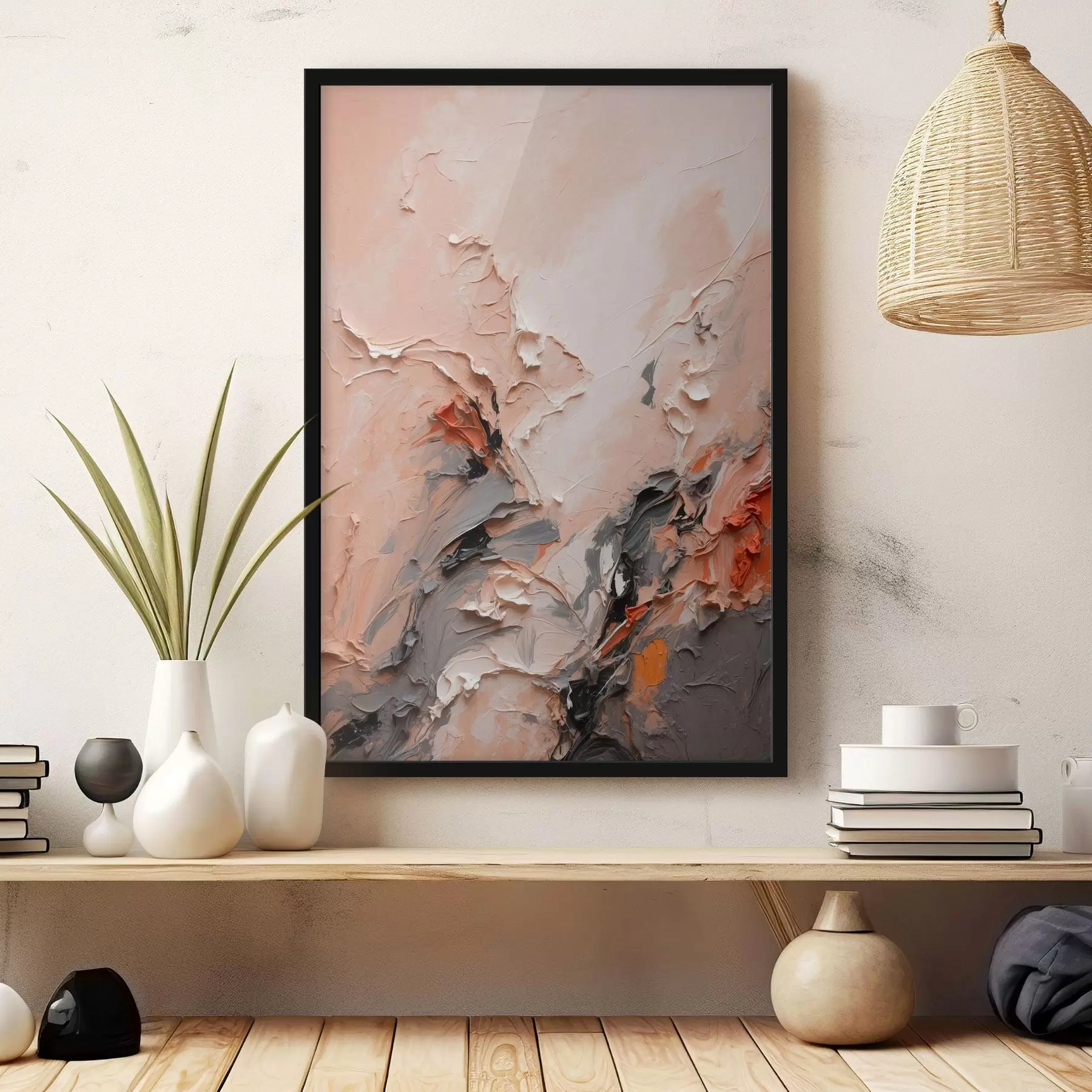 Fototapetai Persikinės pilkos spalvos abstrakcija su tekstūriniais potėpiais f44873