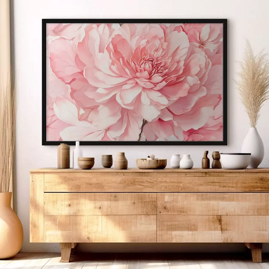 Fototapetai Rožinis bijūnas stambiu planu su švelniu apšvietimu f44891