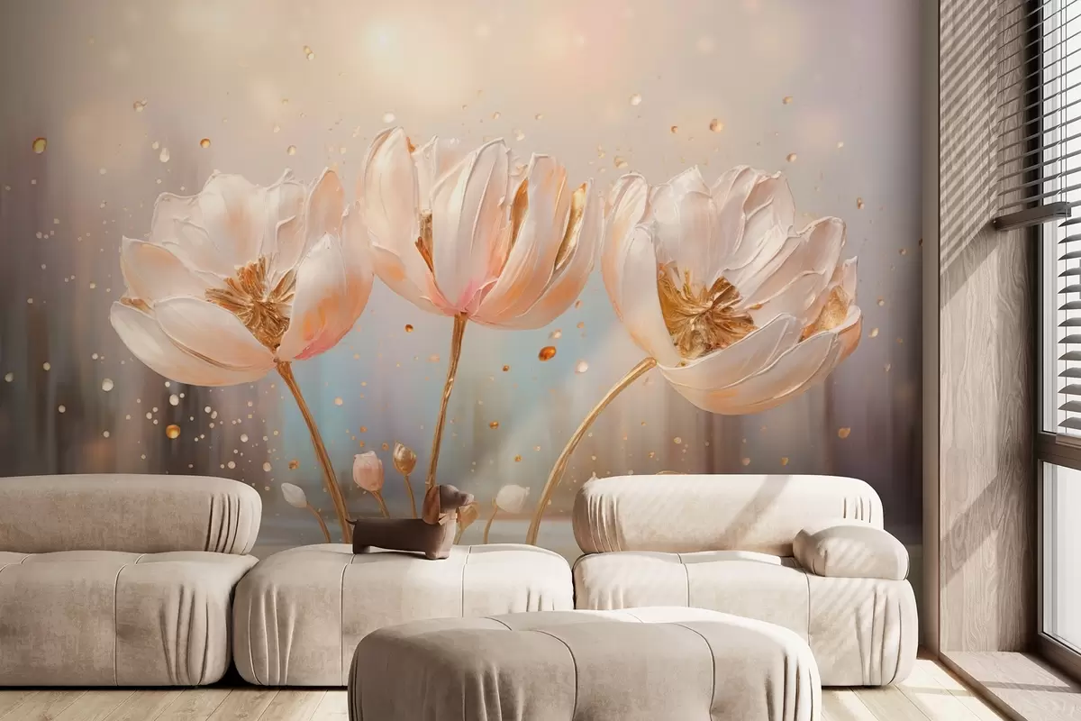 Fototapetai Švelnios apimties gėlės saulėtekio metu w09148