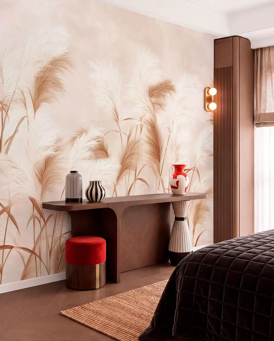 Fototapetai Elegantiški švelnių smėlio ir pieno atspalvių pampų žolės žiedai w09150v1