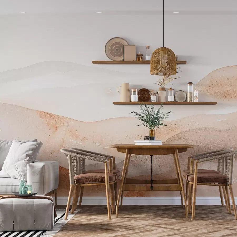 Fototapetai Kalnai su šiltų tonų akvarelės kalno efektu w09223v1