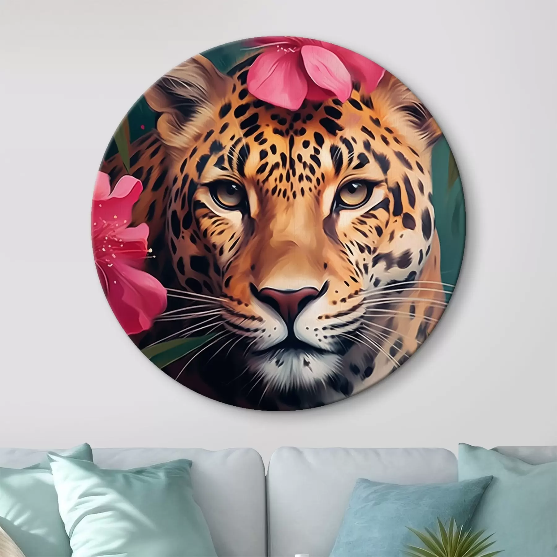 Paveikslėlis Leopardas tarp atogrąžų gėlių r44918