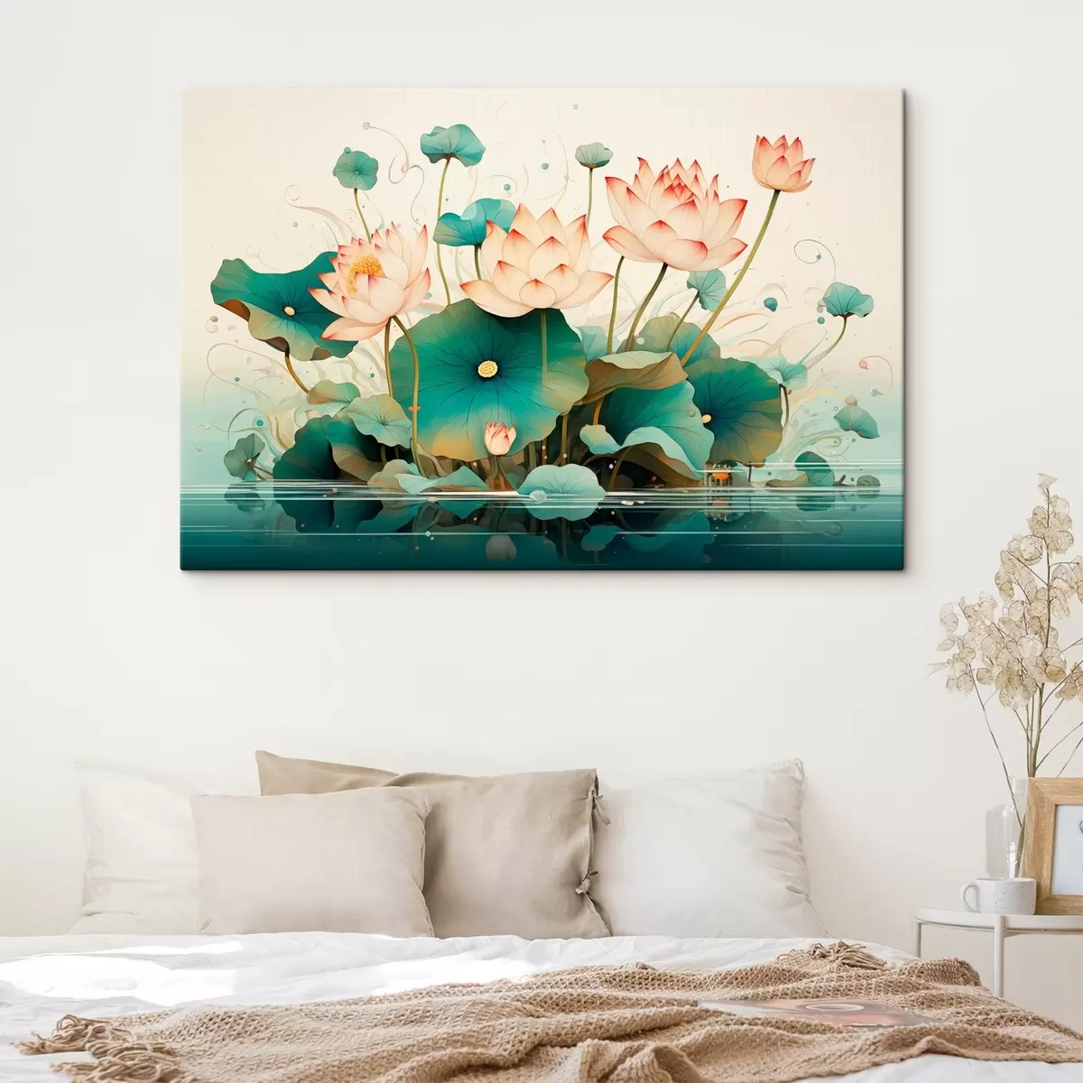 Paveikslėlis Lotosai su dideliais lapais iliustracijų stiliumi s44939