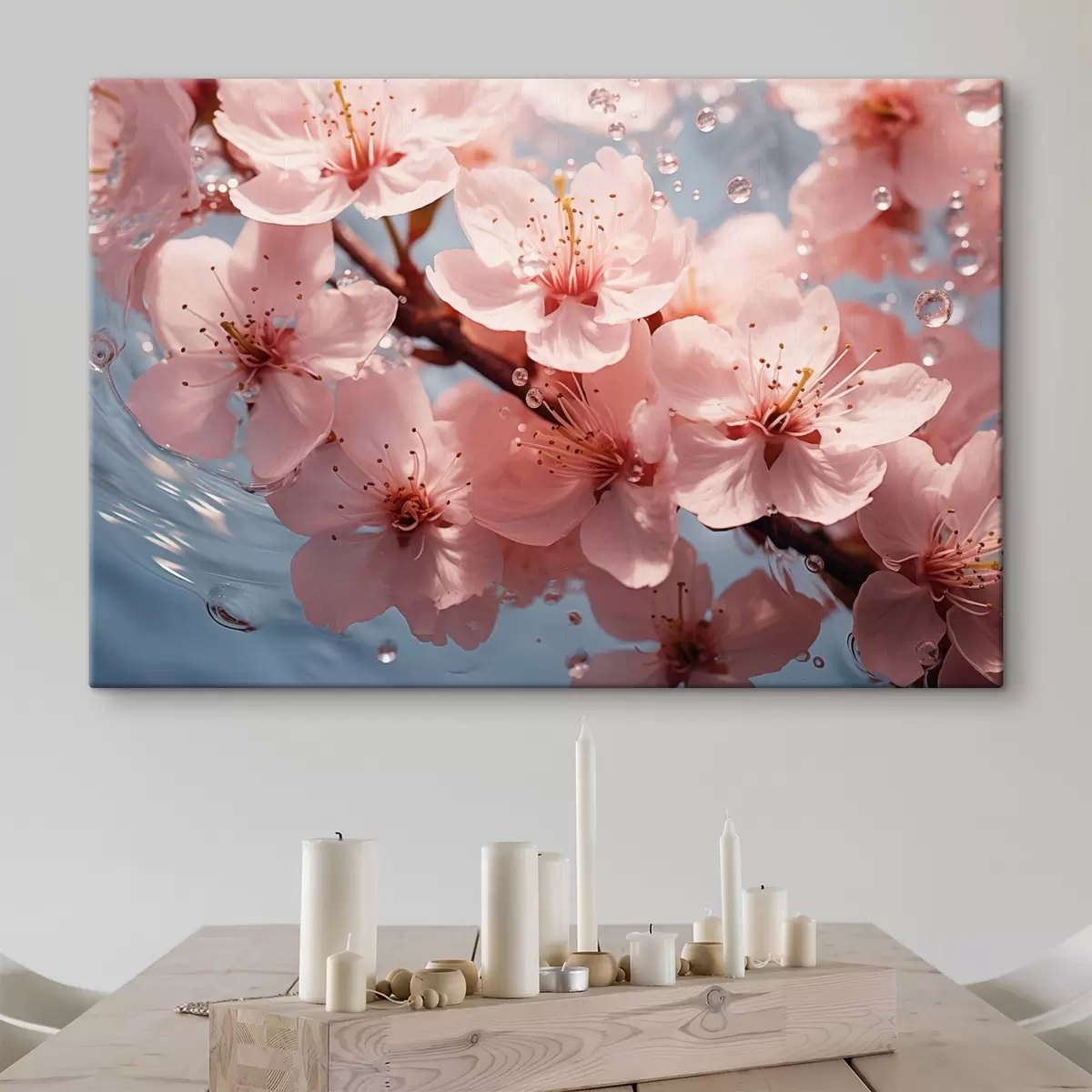 Paveikslėlis Rožinės gėlės vandenyje su lašais s44946