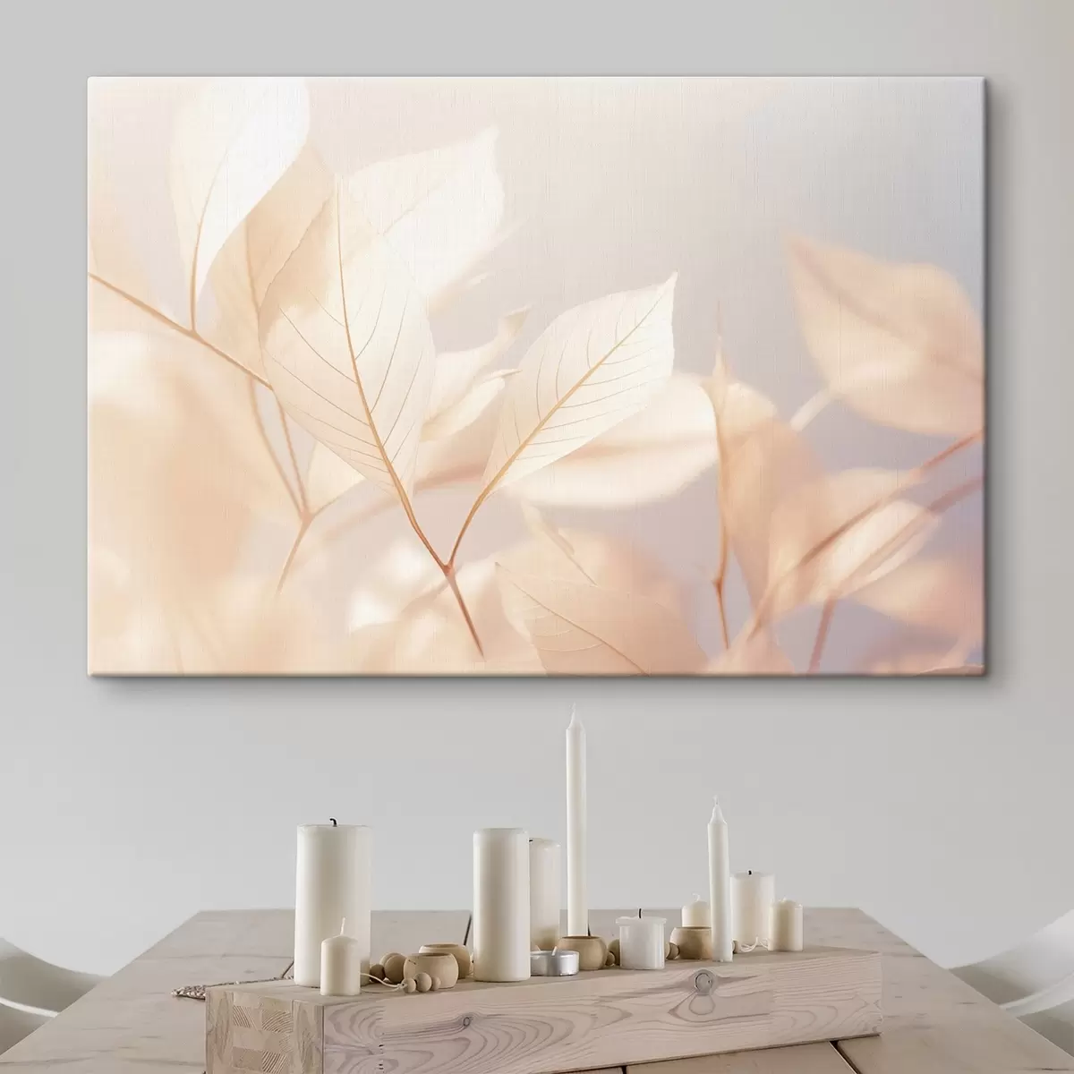 Paveikslėlis Permatomi lapai su įmantriais gyslų raštais, švelni pastelinių spalvų paletė, nežemiškas apšvietimas, minimalistinė kompozicija s44928
