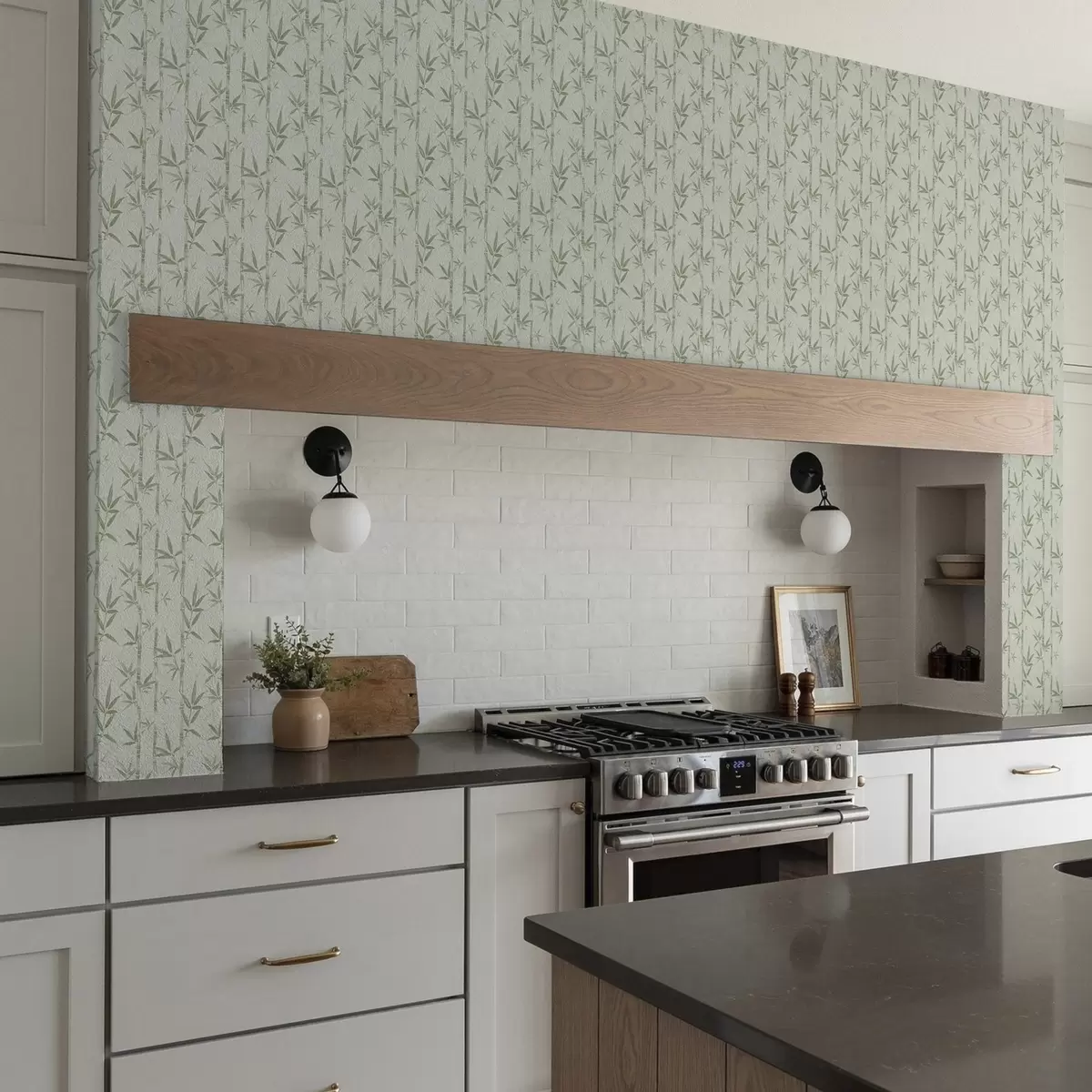 Tapetai Šviesiai žalias bambukas švelniame pasteliniame fone a00236v1 Tapetai Šviesiai žalias bambukas švelniame pasteliniame fone a00236v1