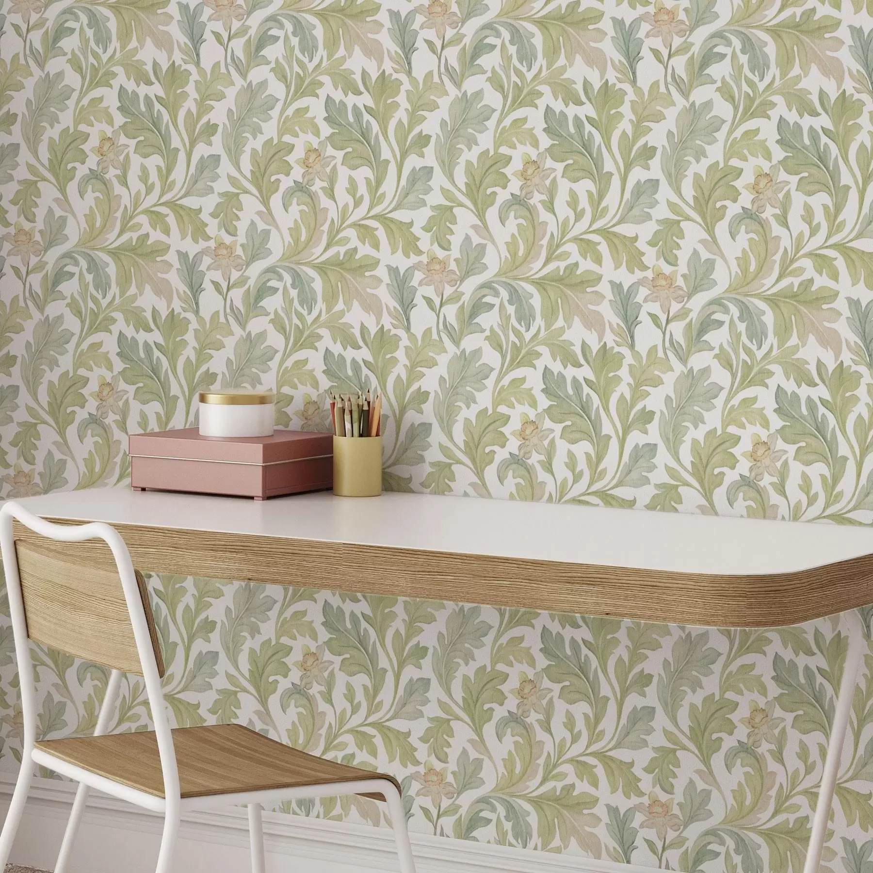 Fototapetai Derliaus gėlių ornamentas baltame fone a00277v2