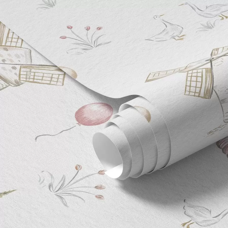 Fototapetai Vaikų iliustracijos: Šuo, antys, kamuoliukai, malūnas a00278