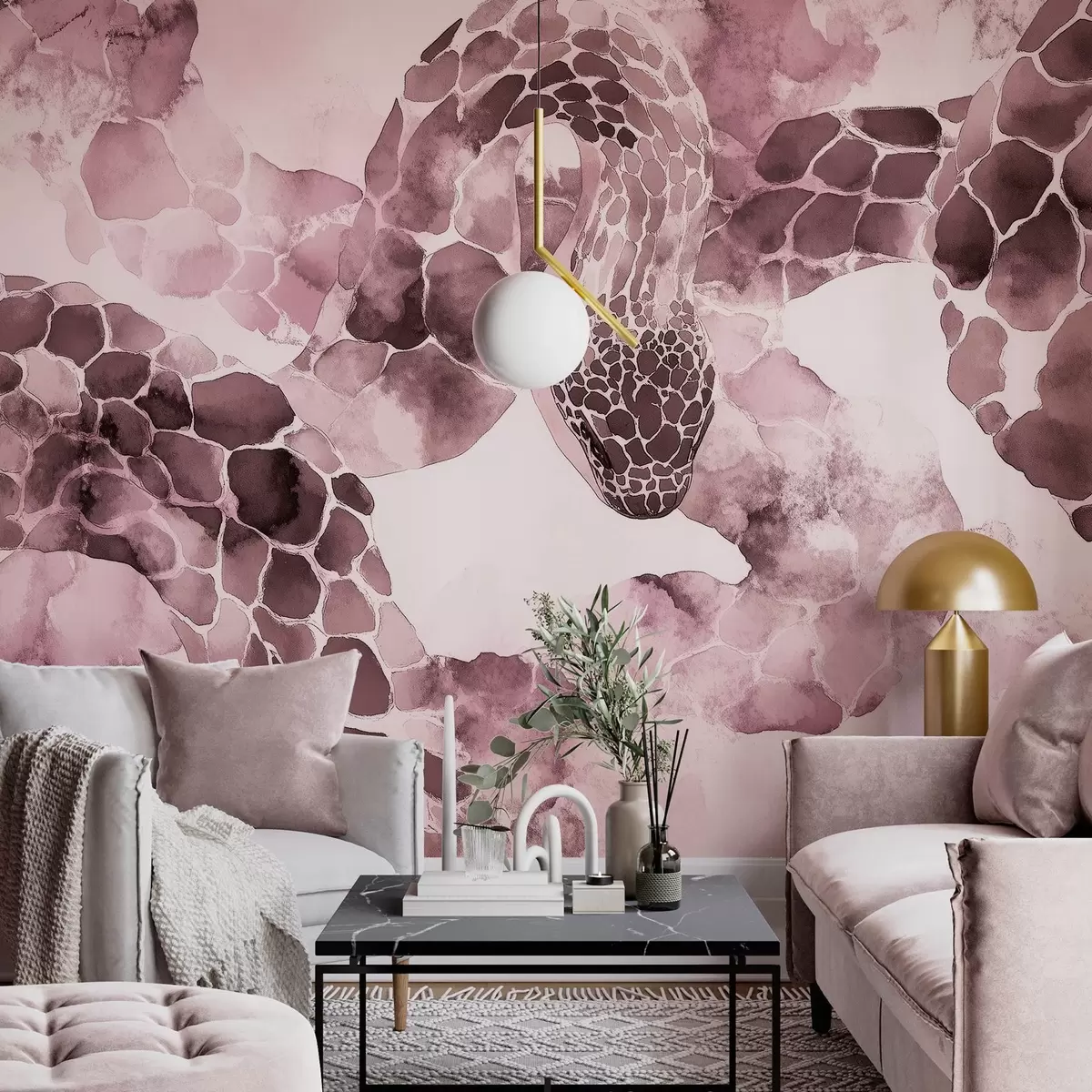 Fototapetai Gyvatės siluetas, akvarelės stilius, bordo spalvos w04113v1