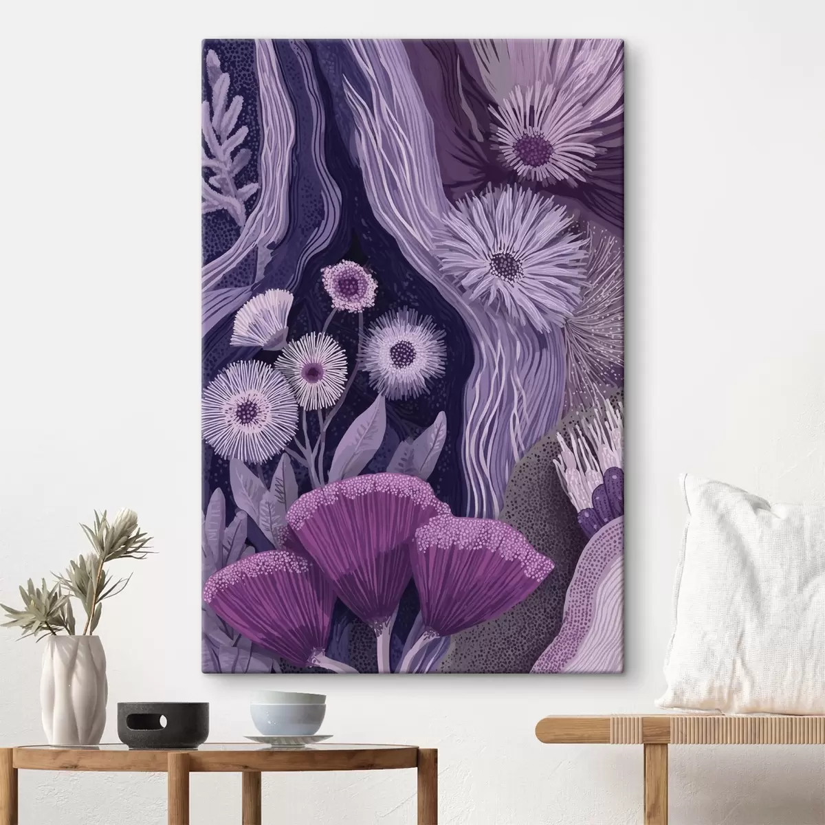 Paveikslėlis Violetinės spalvos gėlių dizainas, detalus piešinys s44984