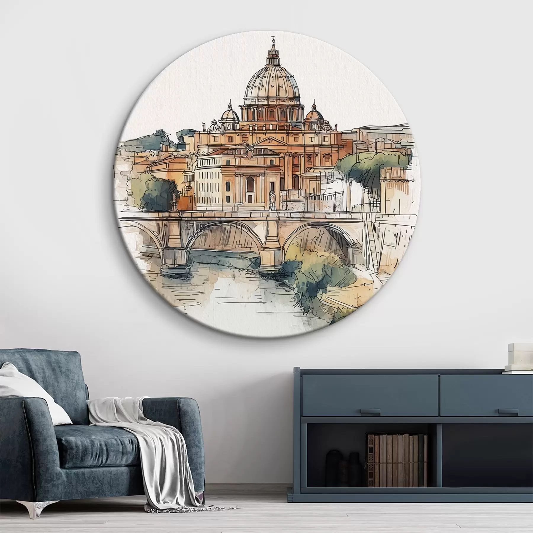 Paveikslėlis Akvarelė Romos miestas, eskizinis piešinys, architektūra r44983