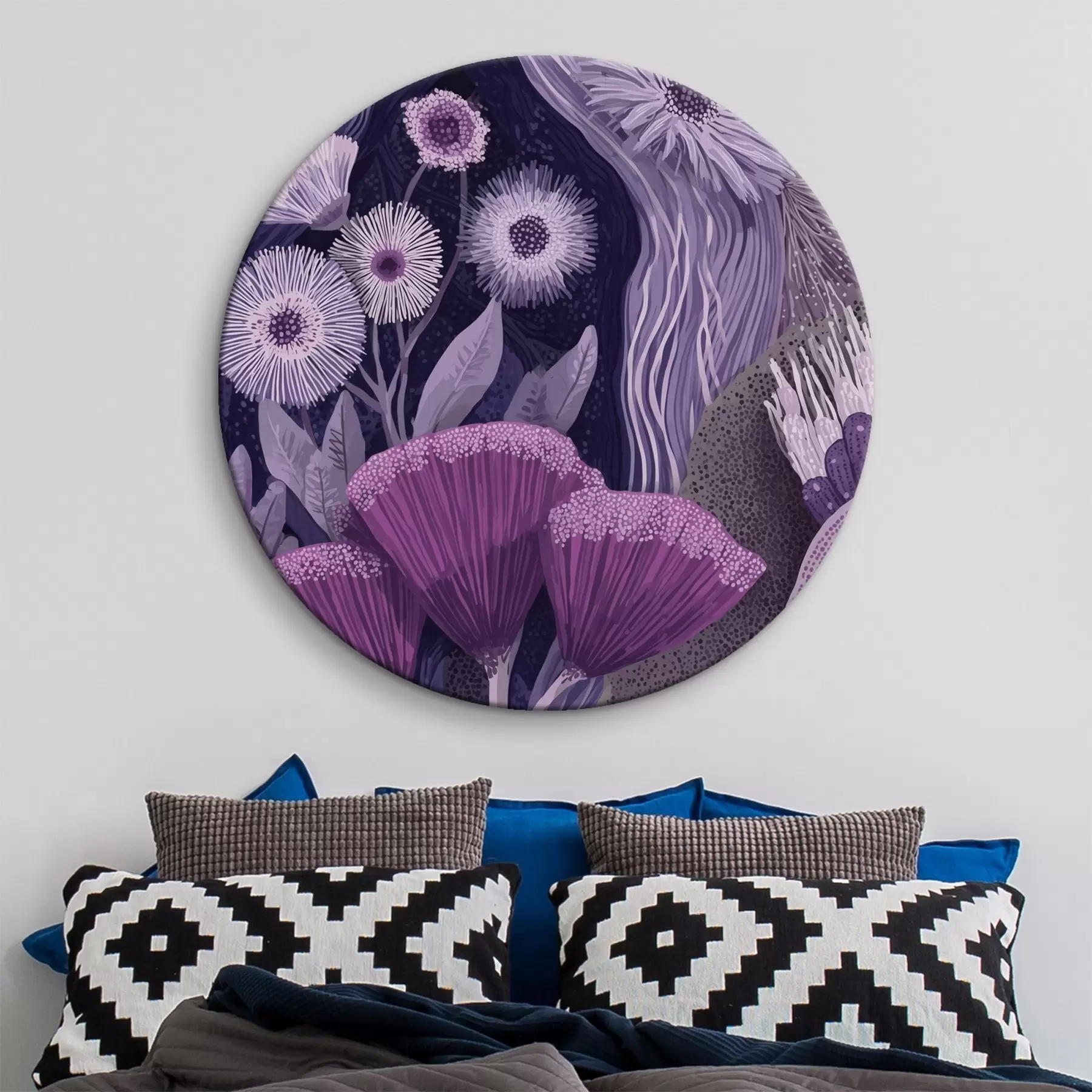 Paveikslėlis Violetinės spalvos gėlių dizainas, detalus piešinys r44984