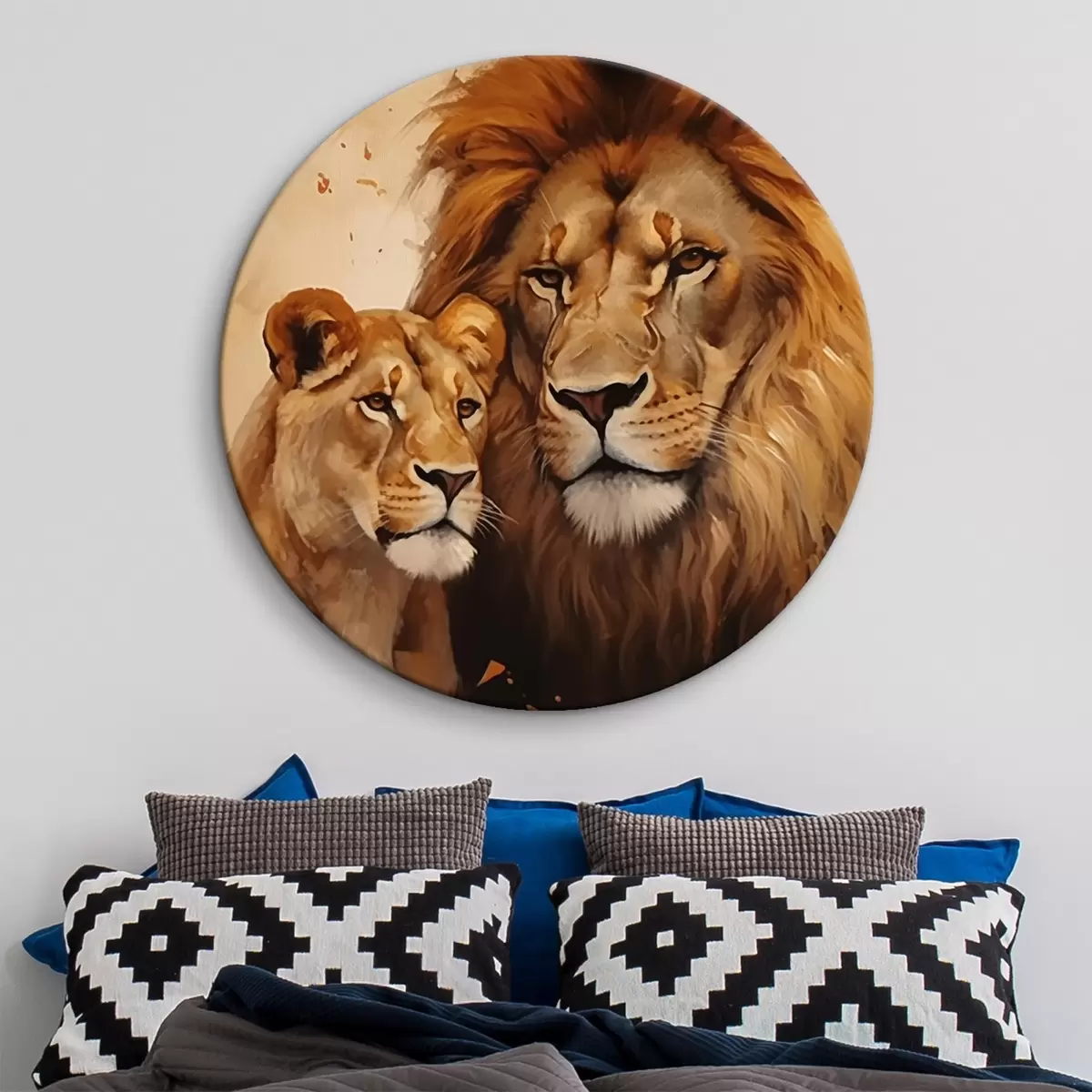 Apvalūs paveikslai Liūtas ir liūtė r44992