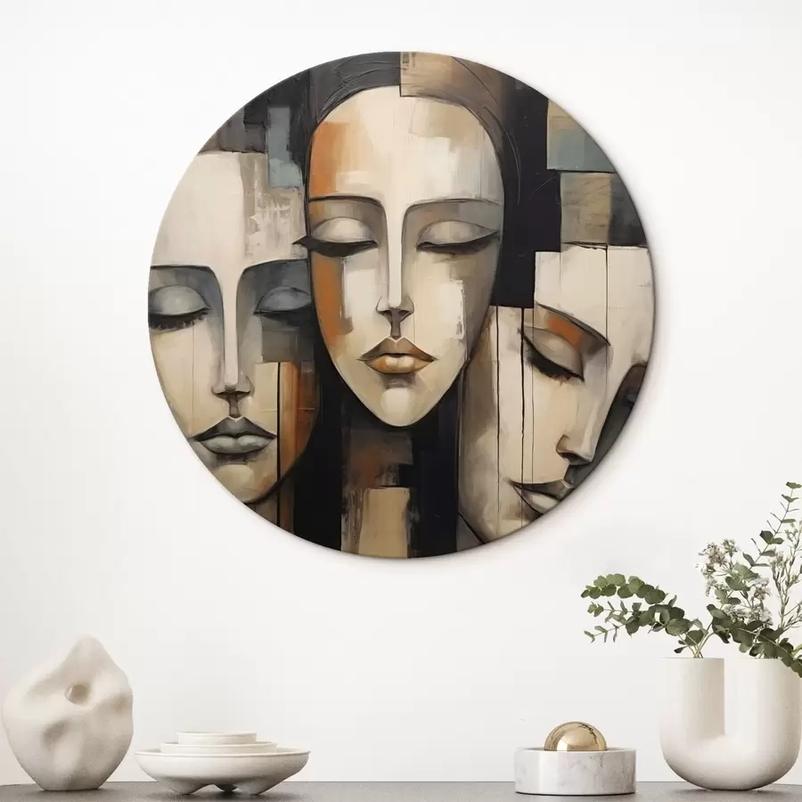 Paveikslėlis Trys moterų veidai užmerktomis akimis kubizmo stiliumi r45008