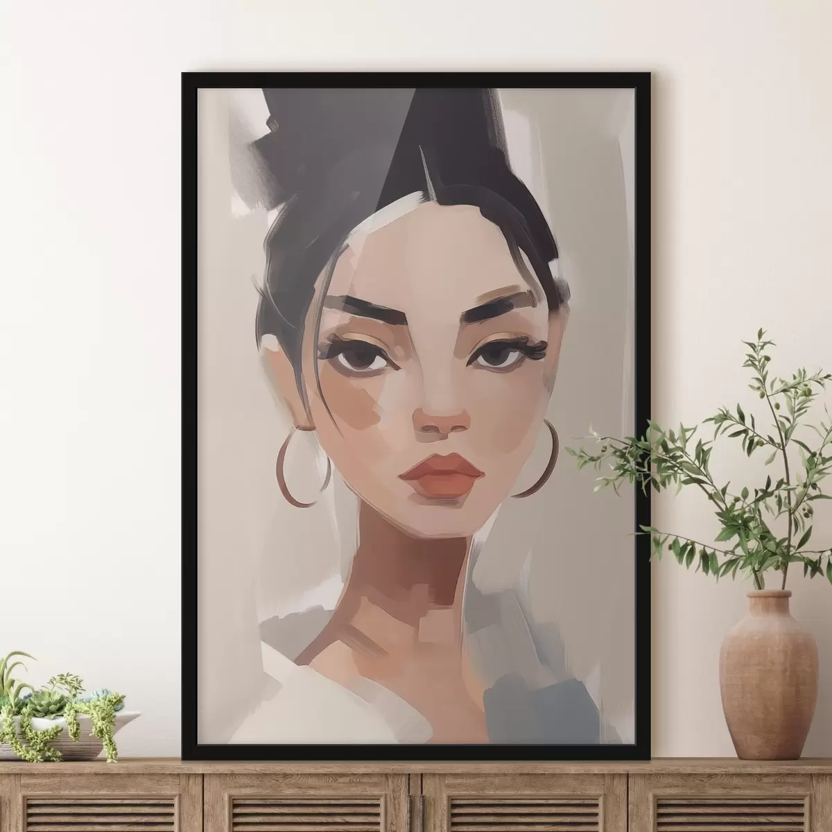 Plakatas Mergina juodais plaukais f45013