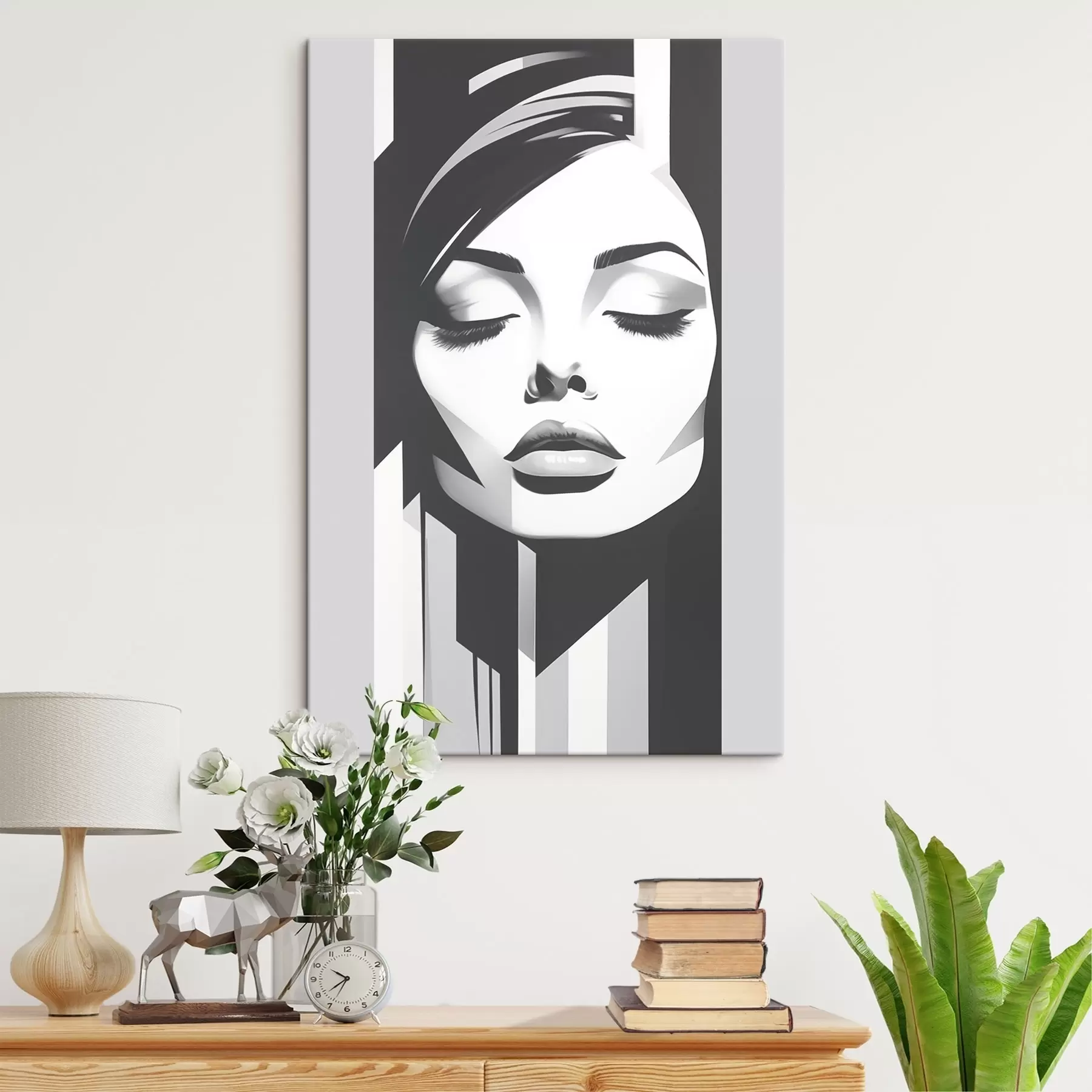 Paveikslėlis Juodai baltas veidas užmerktomis akimis s45075