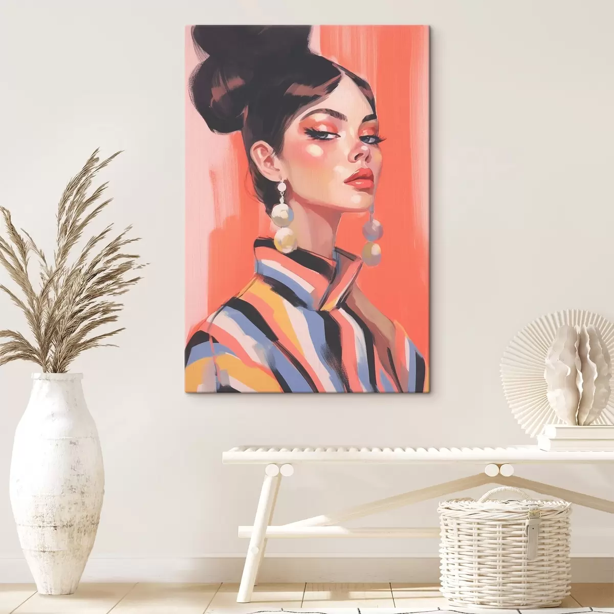 Paveikslėlis Moters su dryžuotais marškiniais portretas s45079