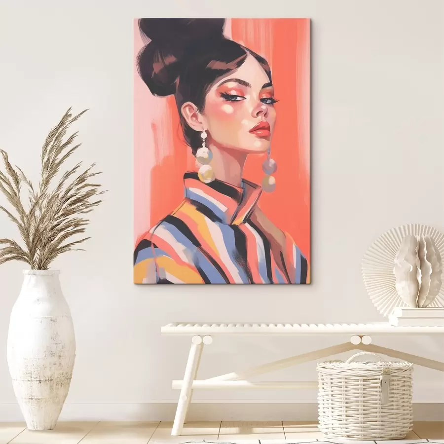 Paveikslėlis Moters su dryžuotais marškiniais portretas s45079