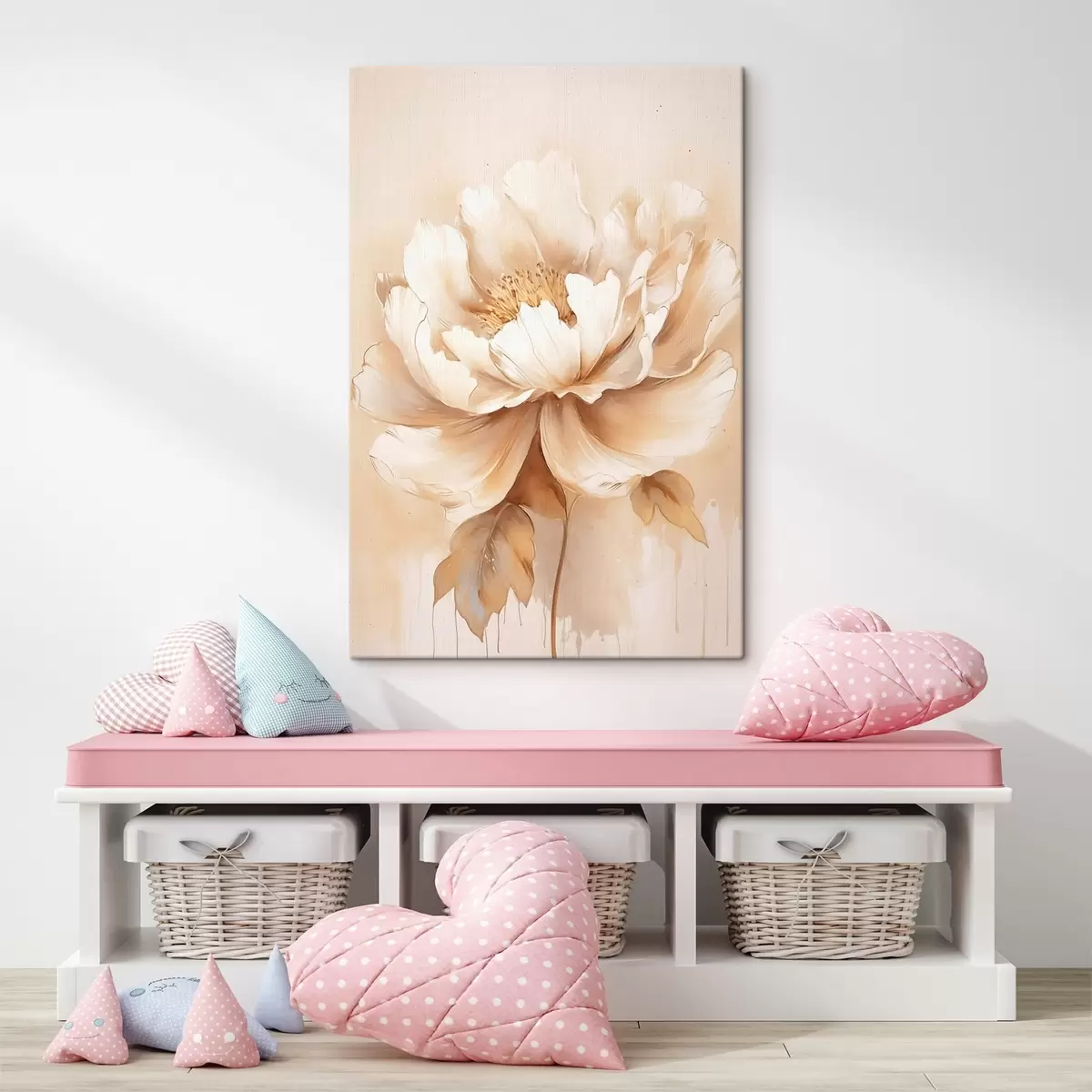 Paveikslėlis Smėlio spalvos gėlė su lapais s45082