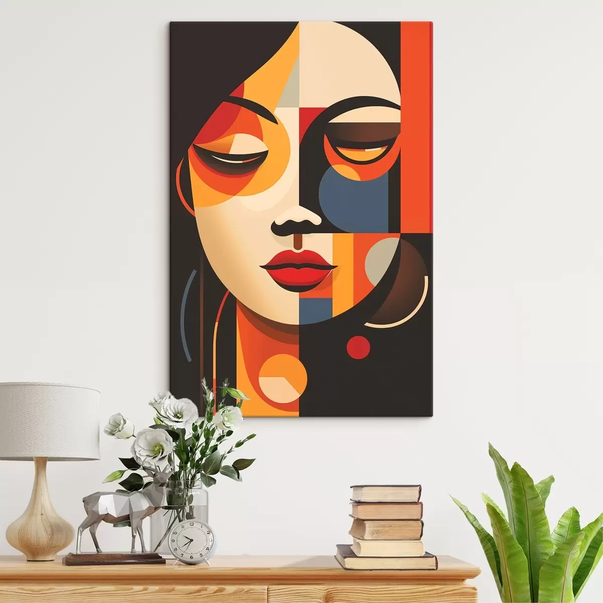 Paveikslėlis Geometrinis moters veidas šiltomis spalvomis s45087