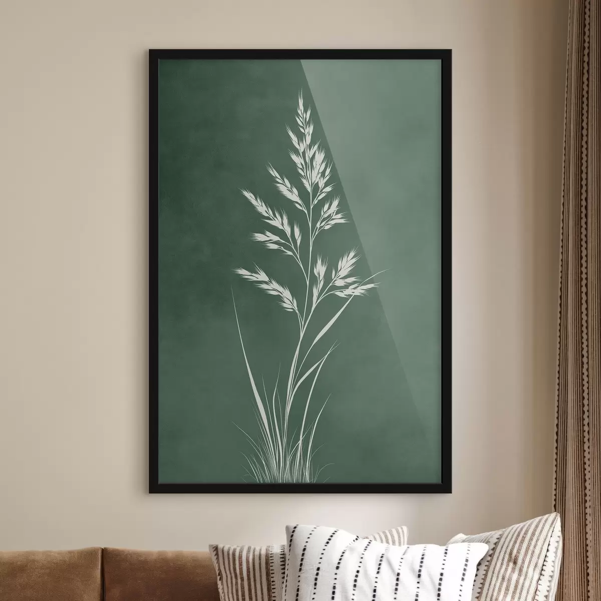 Plakatas lauko žolė, gamta, botanikos menas, elegantiškas, plokščias stilius, prislopinti tonai, lapija f45093