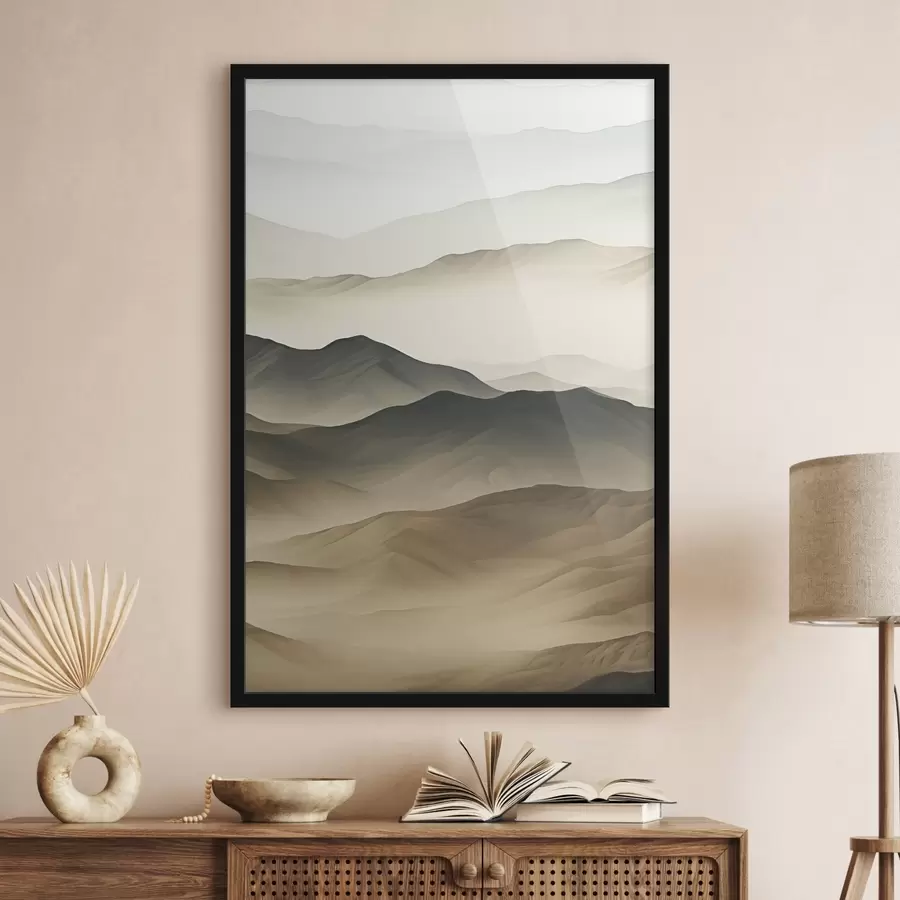 Fototapetai dykumos kalvos, lygios formos, išblukusios, organinė tekstūra, ramus, minimalus, reljefas f45097