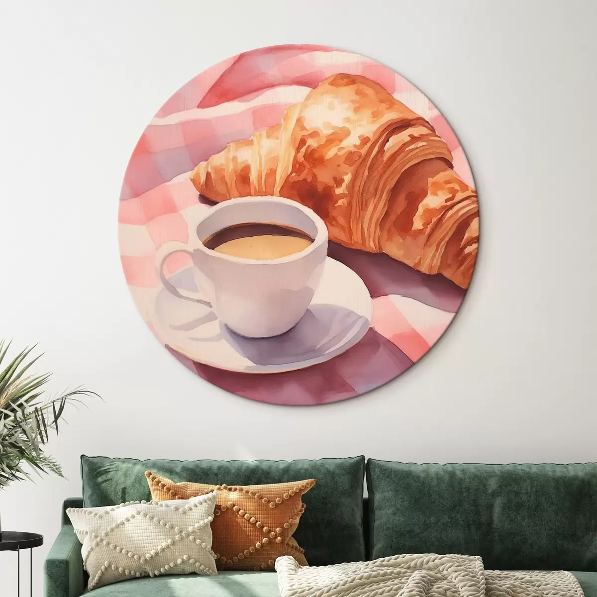 Apvalūs paveikslai Kava su kruasanu r45143