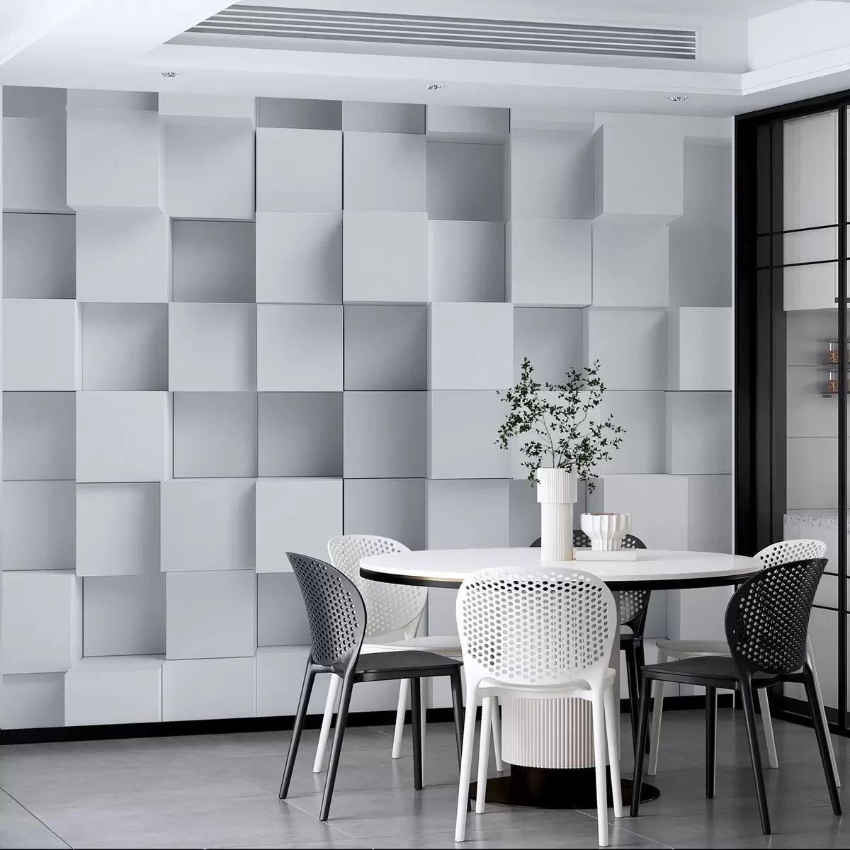 Fototapetai tūrinių baltų kubelių imitacija w04283