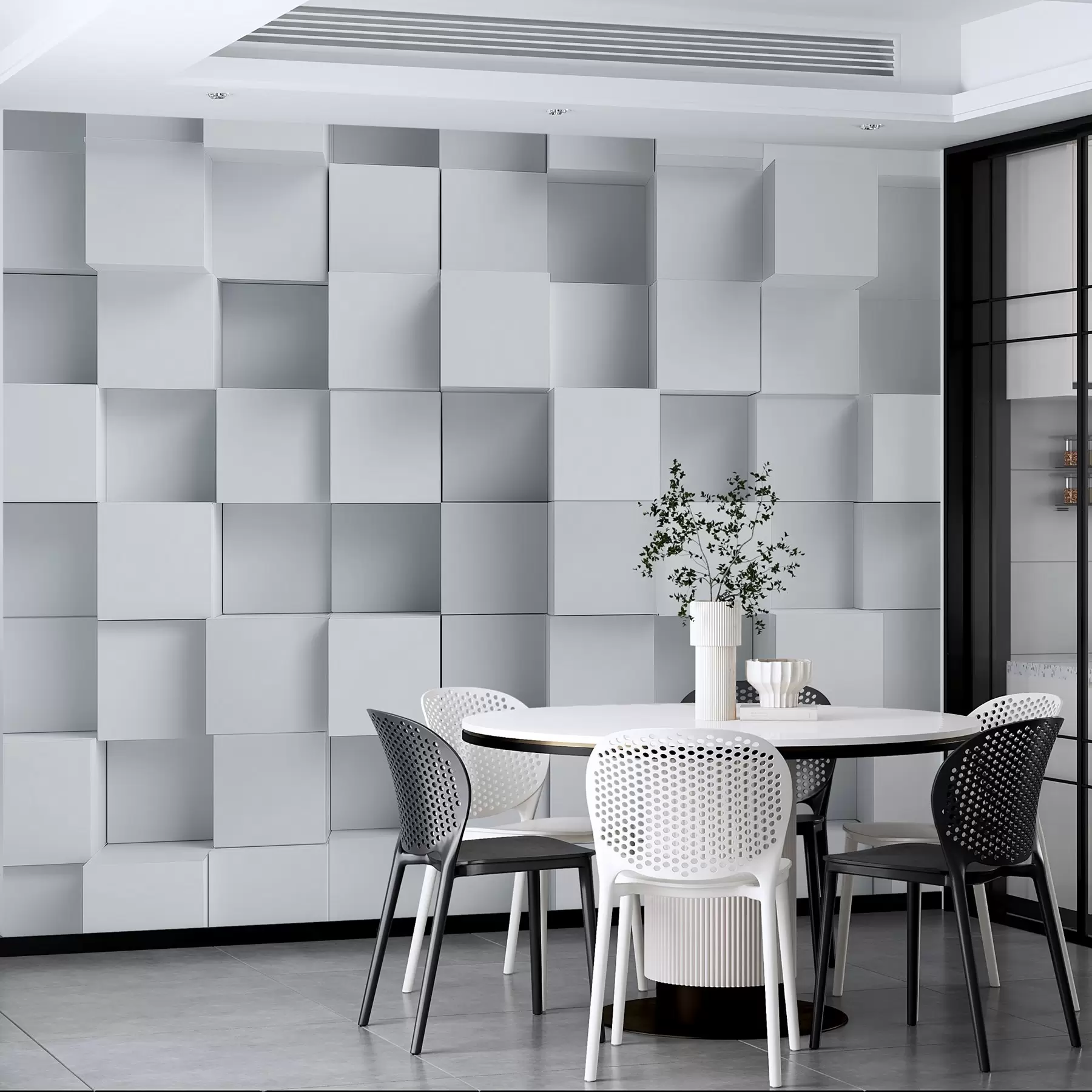 Fototapetai tūrinių baltų kubelių imitacija w04283
