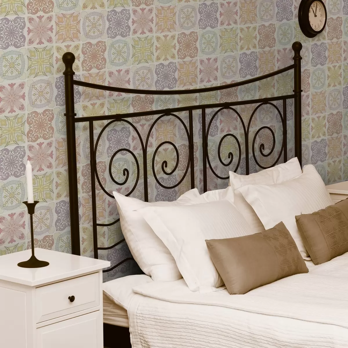 Tapetai Spalvoti geometrinių plytelių ornamentai a00284