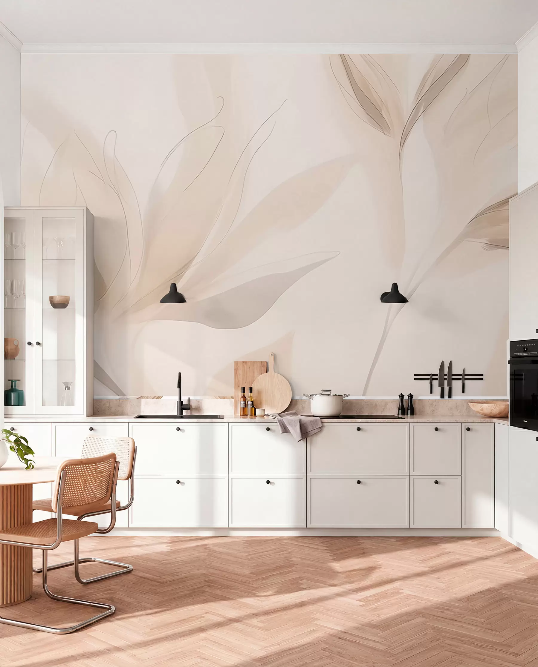 Fototapetai Šviesių lapų bangos w04243