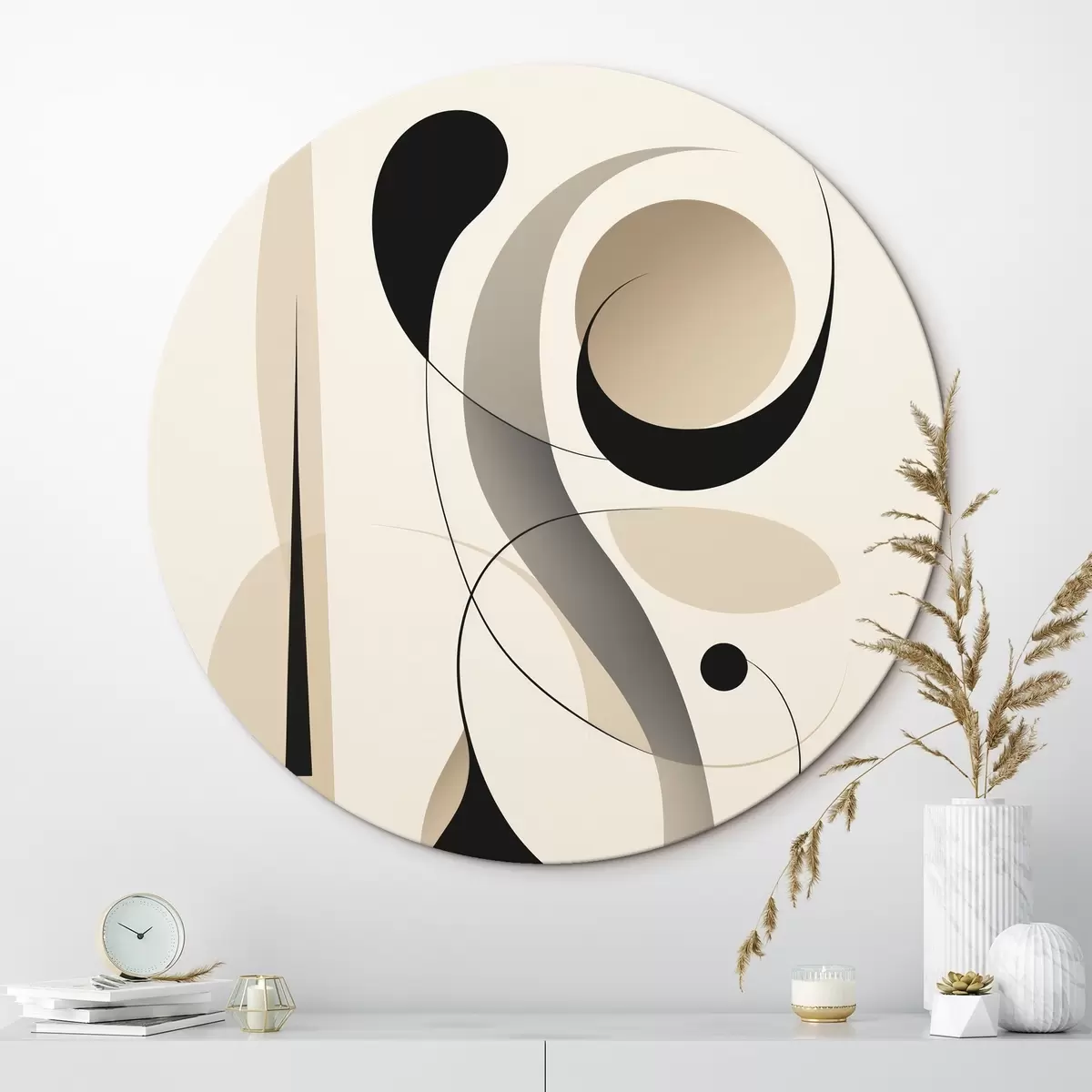 Apvalūs paveikslai Minimalistinė geometrinė kompozicija r45198