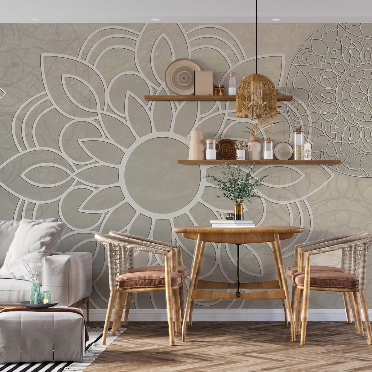 Fototapetai Gražūs šviesiai smėlio spalvos raštai w09183