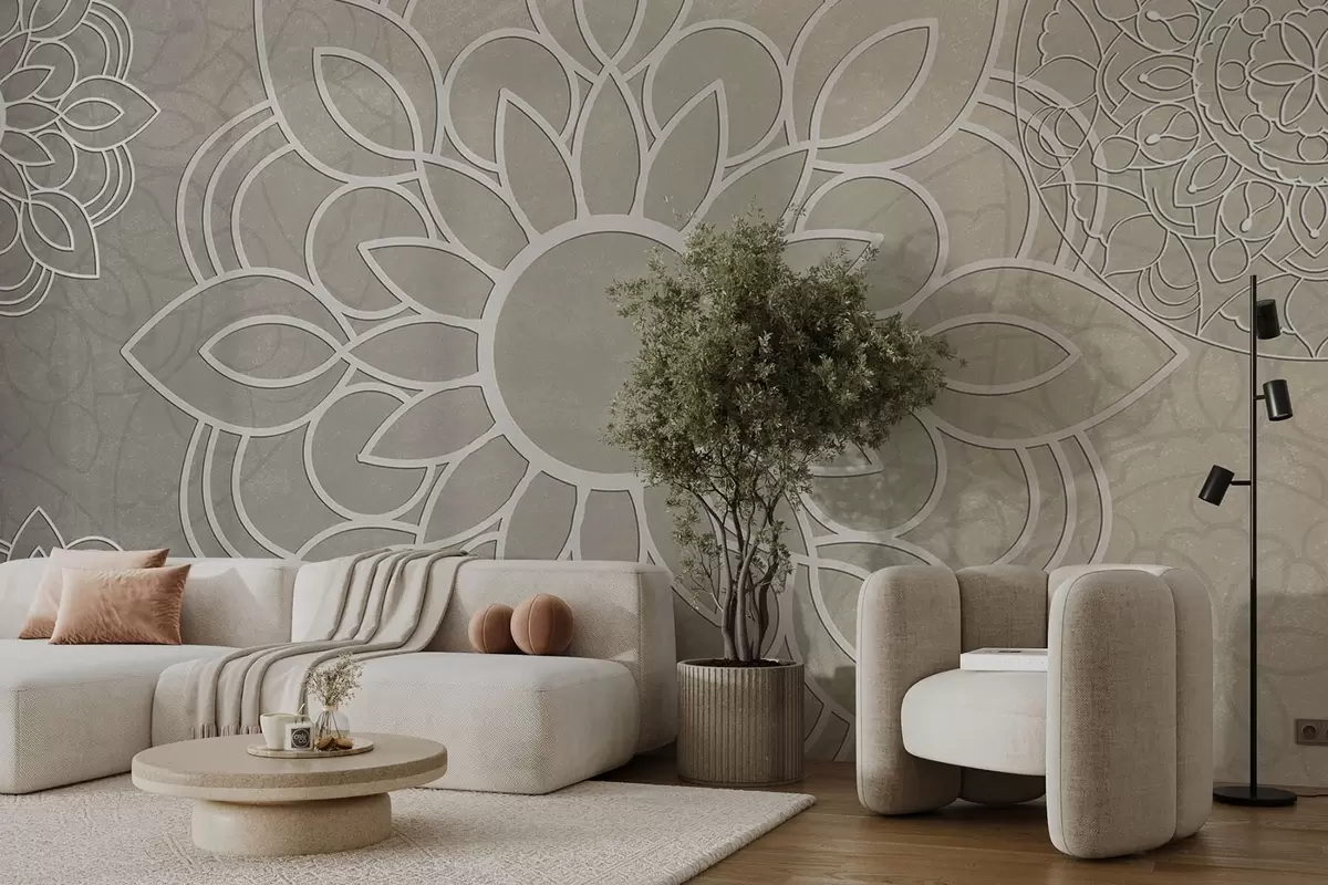 Fototapetai Gražūs šviesiai smėlio spalvos raštai w09183