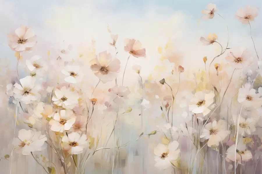 Fototapetai Akvarelės stiliaus pastelinių atspalvių laukinės gėlės w09280