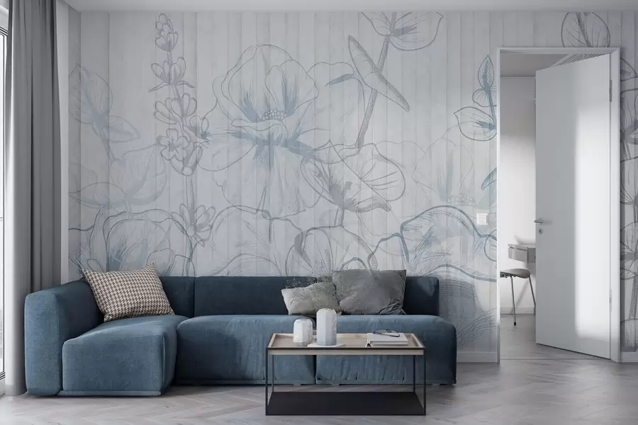 Fototapetai Augalų siluetai betoniniame fone w04327v1