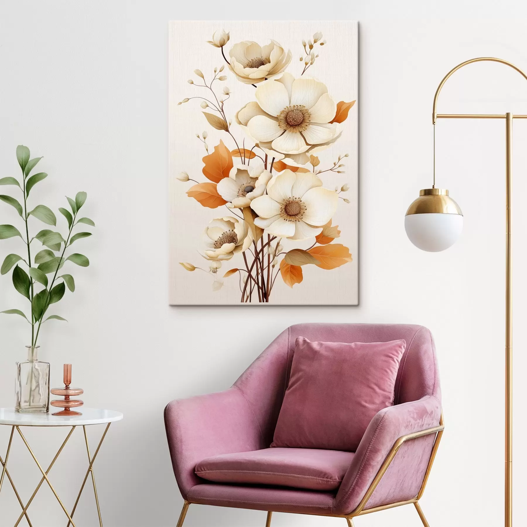 Paveikslėlis Šviesios gėlės smėlio spalvos fone s44549