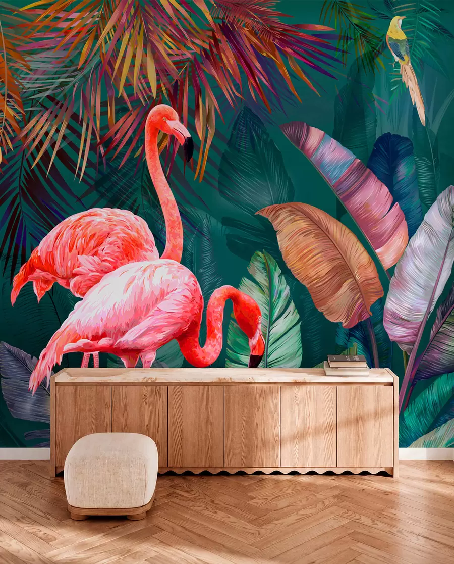 Fototapetai Flamingai spalvotuose tropikuose u80403