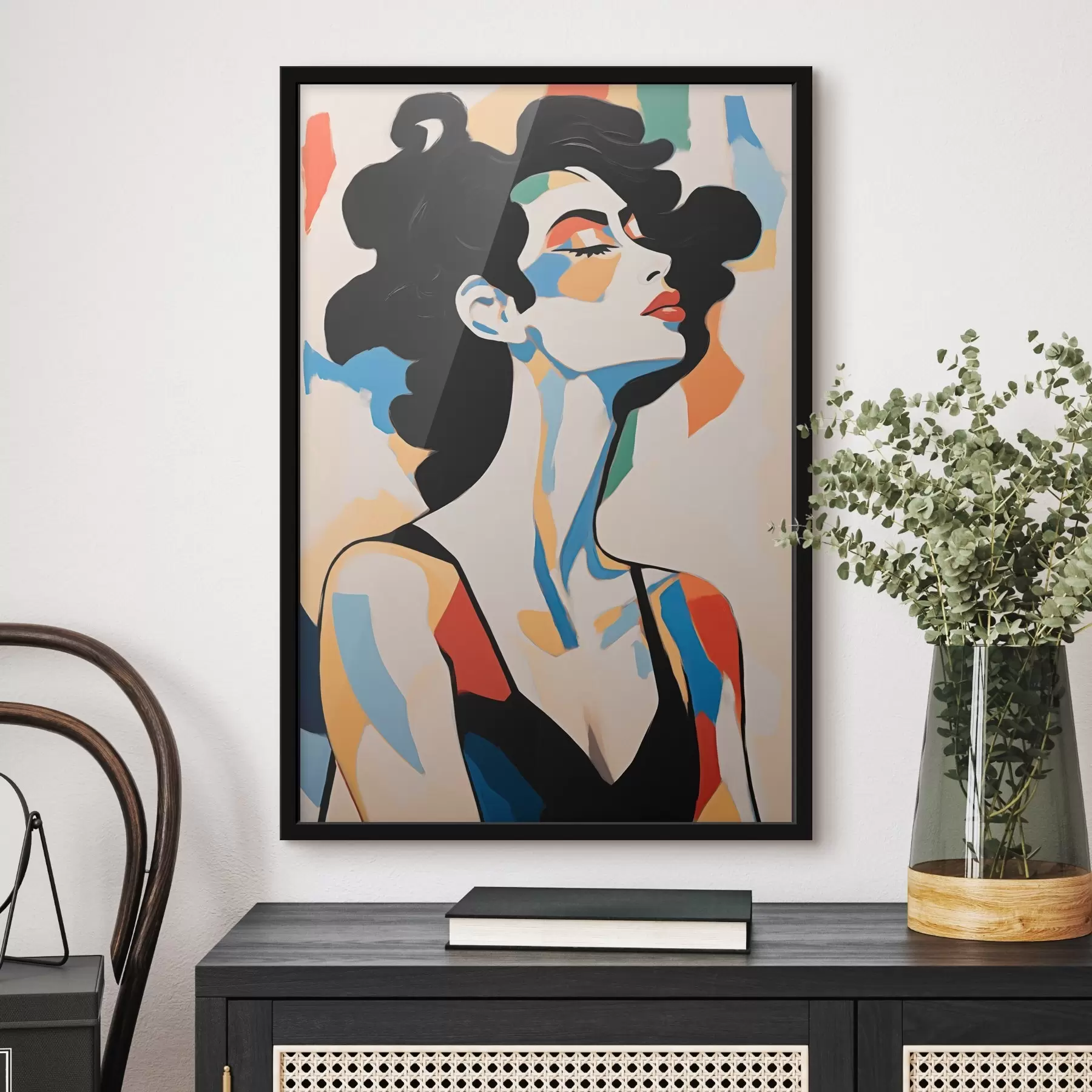 Fototapetai Abstraktus moters portretas su teptuko potėpių imitacija f45233