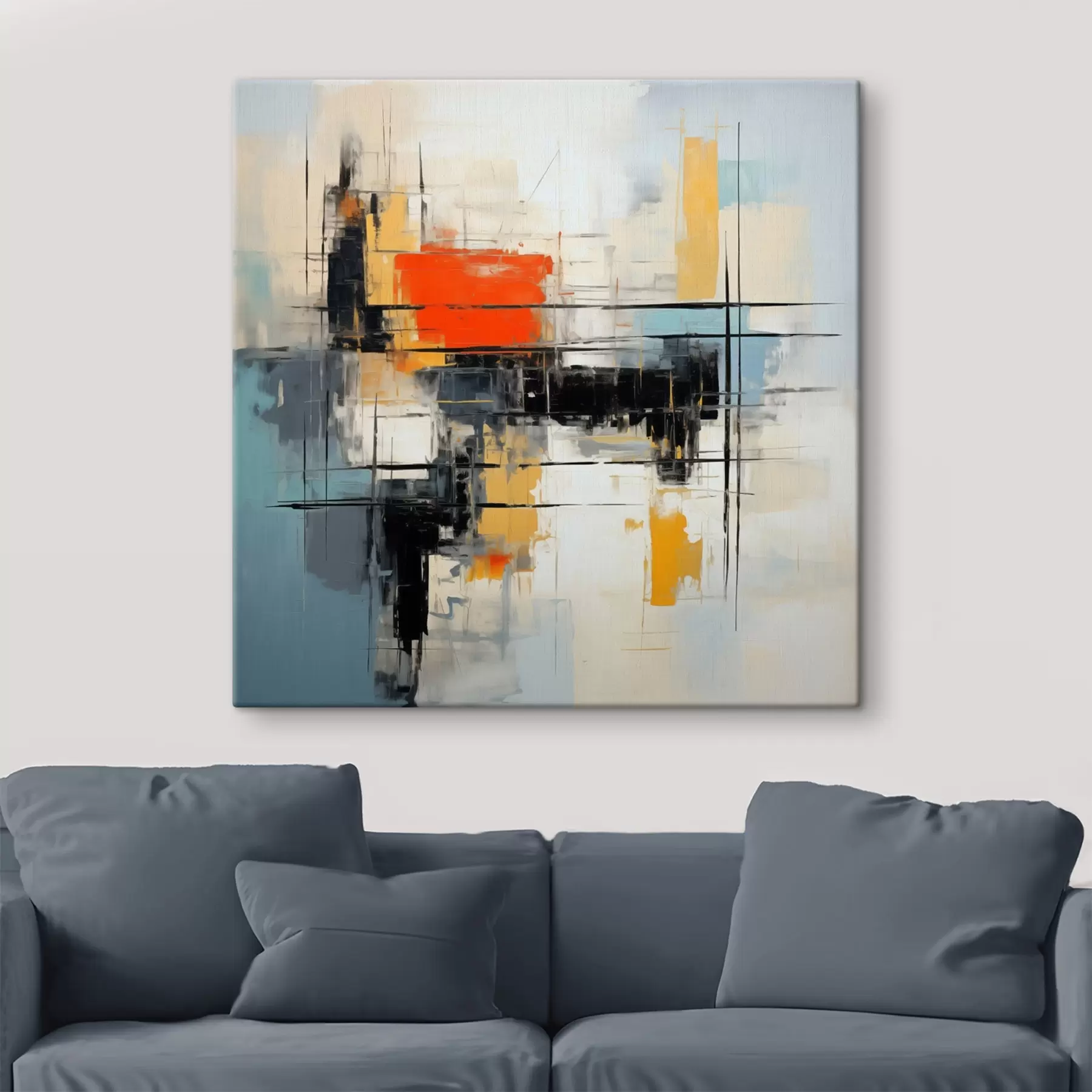 Paveikslėlis Dinamiška modernaus stiliaus drobė su aštriais potėpiais s45040