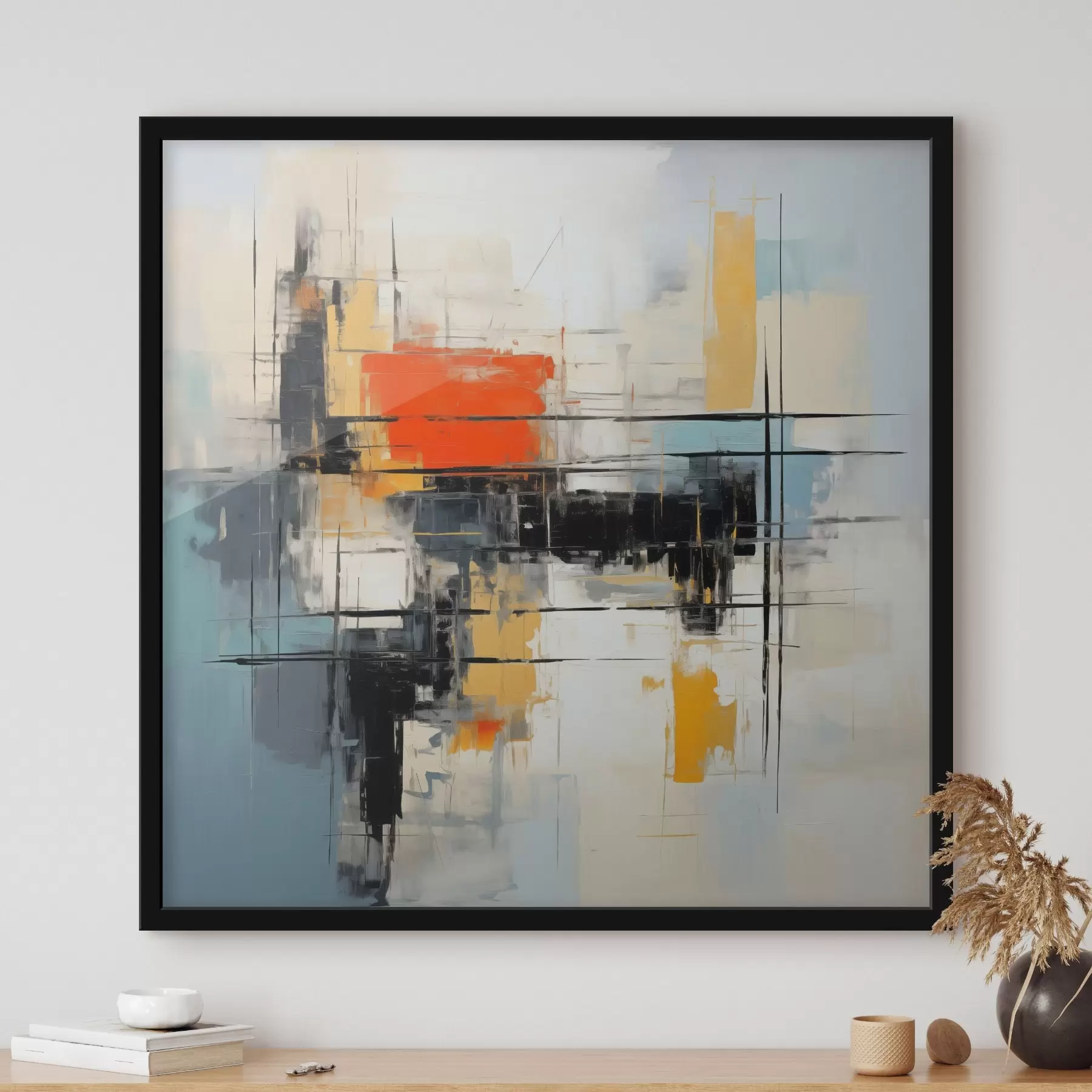 Fototapetai Dinamiška modernaus stiliaus drobė su aštriais potėpiais f45040