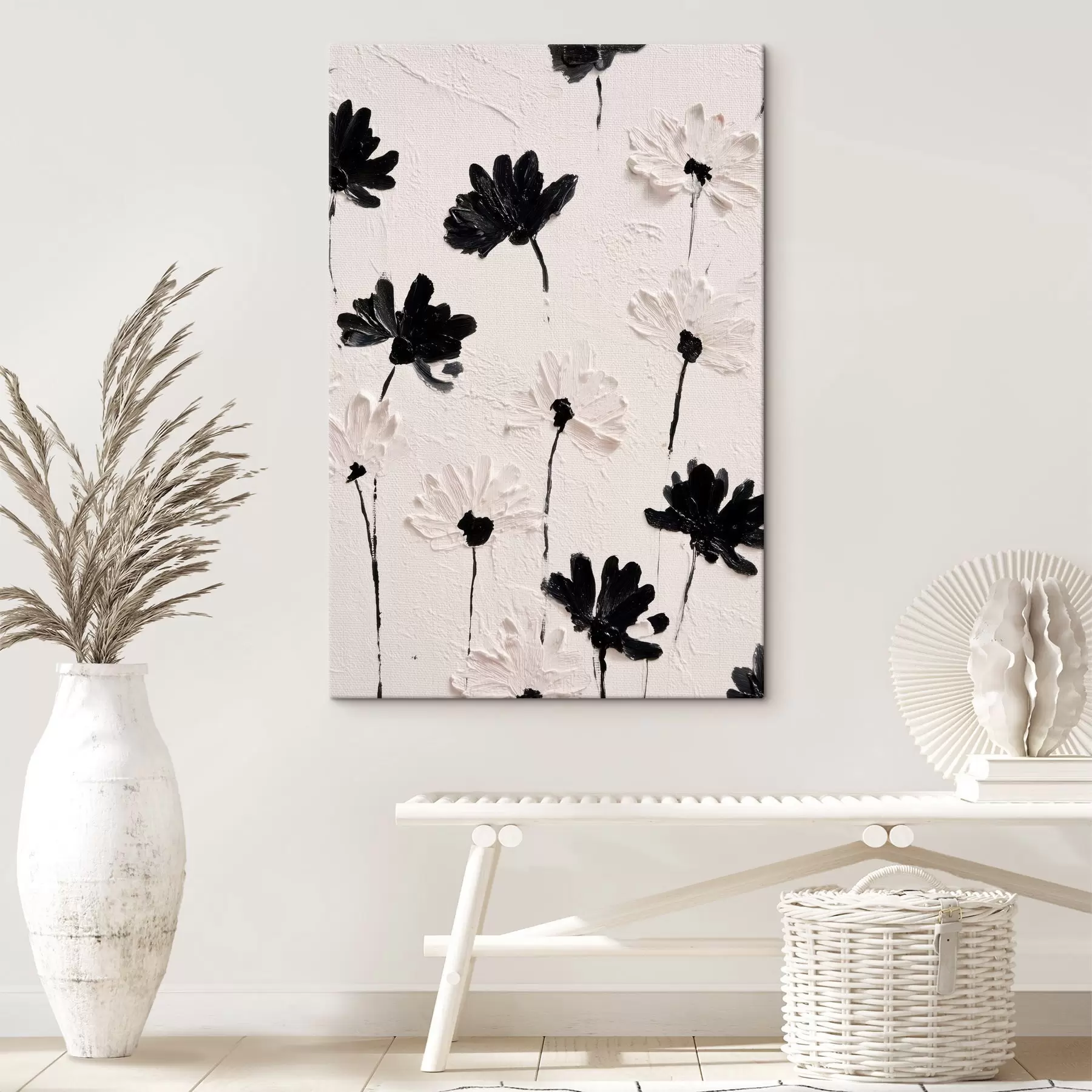 Paveikslėlis Tūrinės gėlės: nespalvotų tonų impasto kompozicija s45247