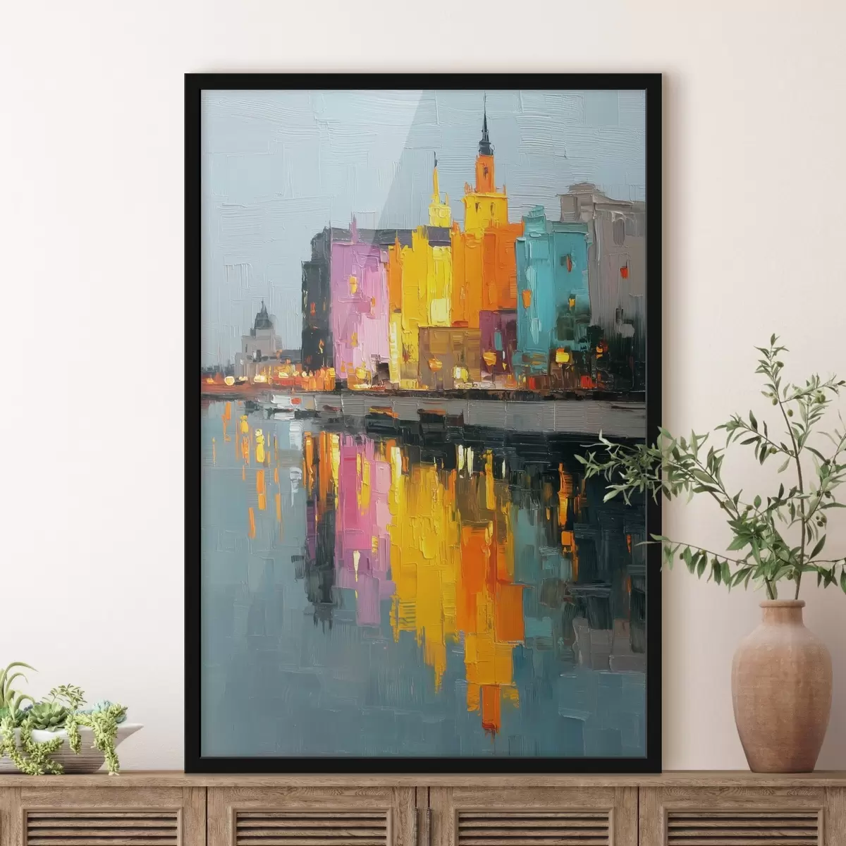 Plakatas Miesto žiburiai: pulsuojantis peizažas impasto stiliumi f45242